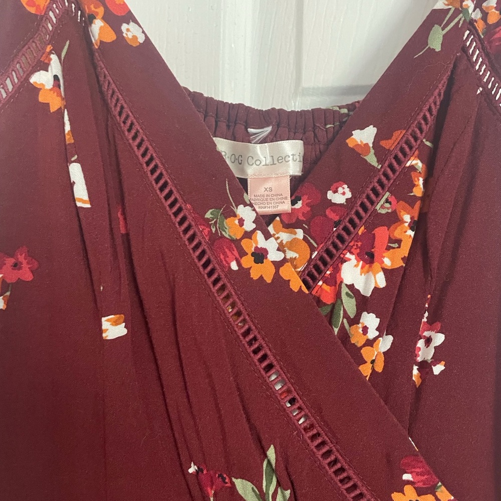 Maroon Floral Strappy Jumpsuit
